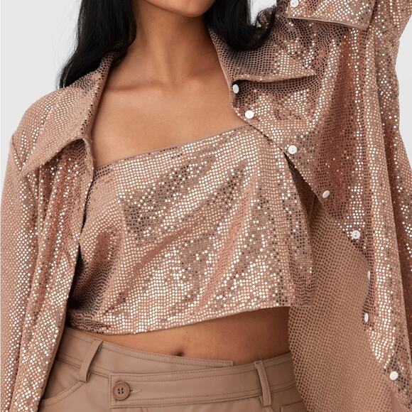 NWT $390 C/MEO COLLECTIVE Australia SET AFTER DARK SHIRT & CAMI US XS - Picture 3 of 12